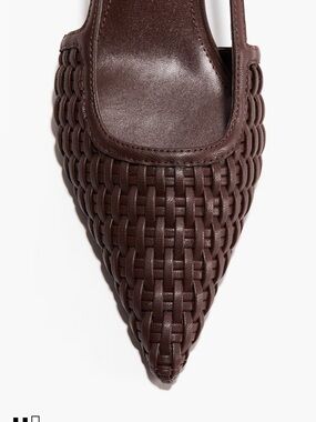 Woven Pointed Toe Slingback - Brown